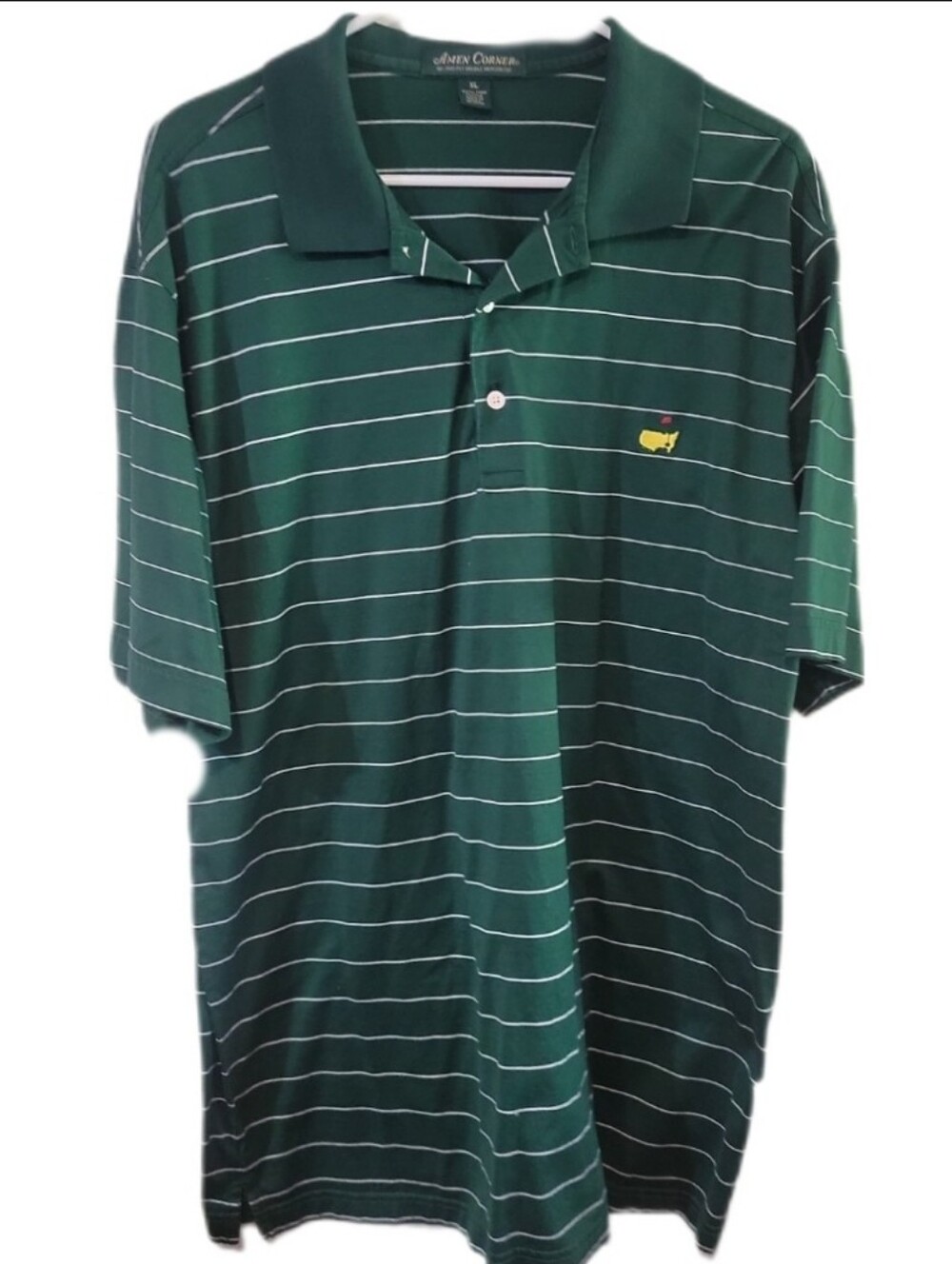 Amen Corner Golf Polo Green Striped Pima Cotton Augusta Masters Tournament XL
